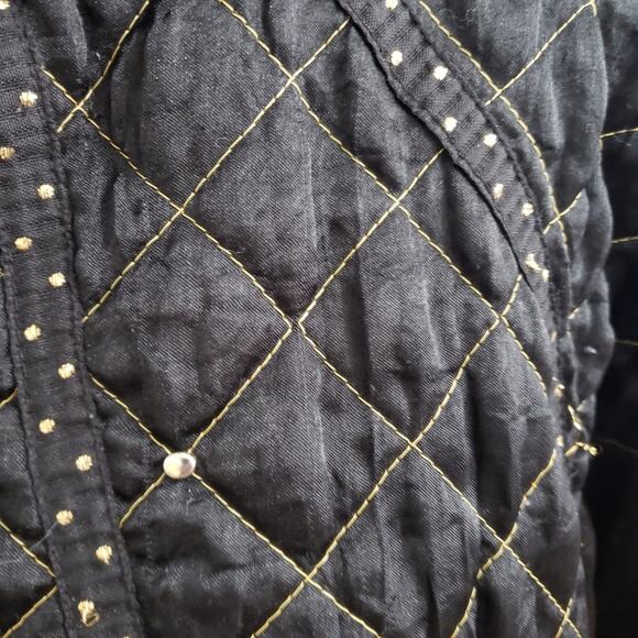 Vintage Wind Suit Tracksuit Lined Quilted Rhinestone Zipper Cuff Large Y2K - Picture 12 of 15